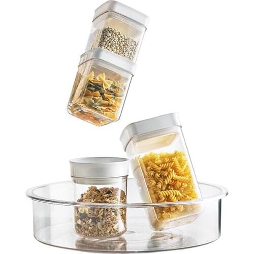 Lazy Susan Turntable Organizer Box w/ Divider for Kitchen Cabinet Spice Dresser