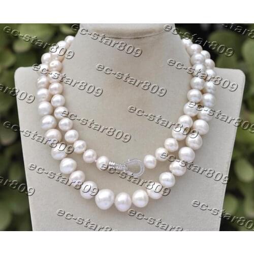 Z11402 32" 15mm Round White Edison Keshi Pearl Necklace CZ