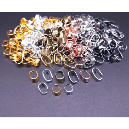 50pcs 7X4/9X5mm Necklace Pendant Connectors Pendant Clip Clasp Pinch Clip Bail Buckle Hanging Jewelry Findings DIY Accessories