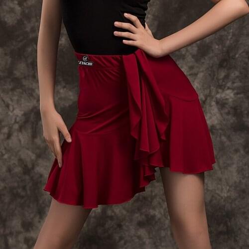 Red Ruffle Latin Dance Skirt For Female Tango ChaCha Dancing Performance Stage Costume Summer Rumba Competition Wear YS1966