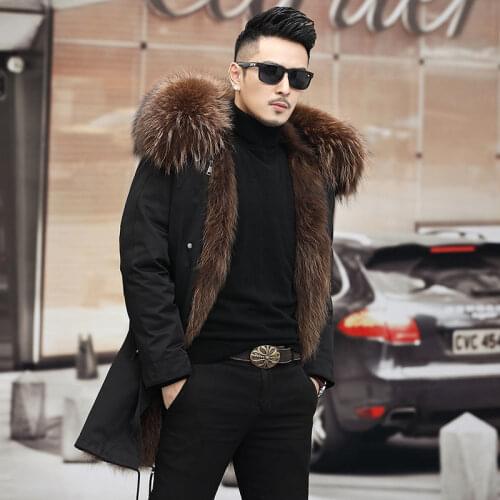 2021 Winter Top Plus Size Parkas Men Thick Warm Coat Big Fake Fur Collar Hooded Coat Faux Fur Liner Jacket Mens Clothing Y109