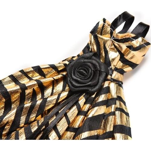 1 Pcs Zebra-stripe Golden and Black Luxury Grown Dress for Barbies with Shawl