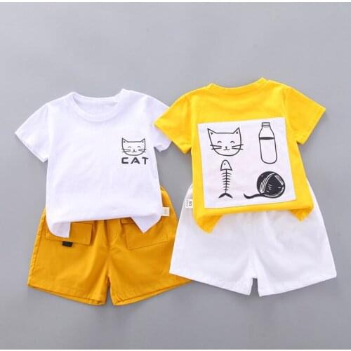 New Summer Baby Boy Girls Clothes Infant Cotton Pringting T Shirt Shorts 2pcs/sets Kids Fashion Garment Children Tracksuit sets