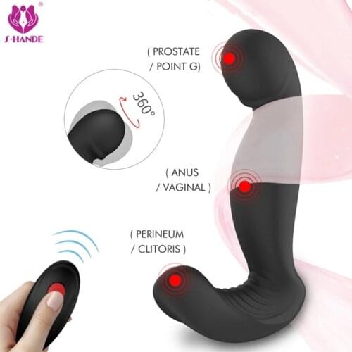 360° Rotating Prostate Massager Anal Vibrator Silicone Male Big Butt Plug Anus Vibrating Sex Toy For Men Gay G-Spot Stimulation