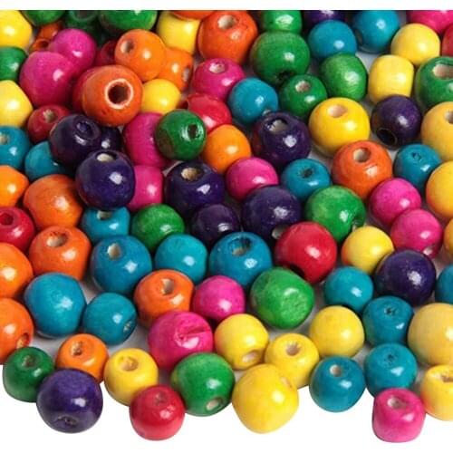 500Pcs Mixed Color Dyed Wood Beads Colorful Wooden Square Loose Spacer Beads for Jewelry Making