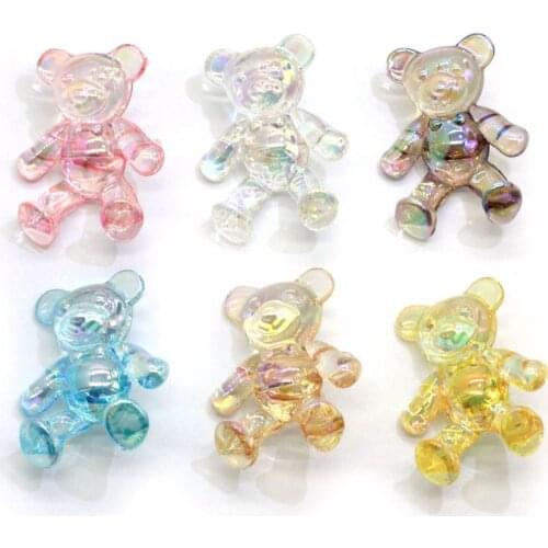 14*28*36mm 6PCS Back Hole Bear Resin Accessories Diy Hair Accessories Hair Rope Beaded Jewelry Material
