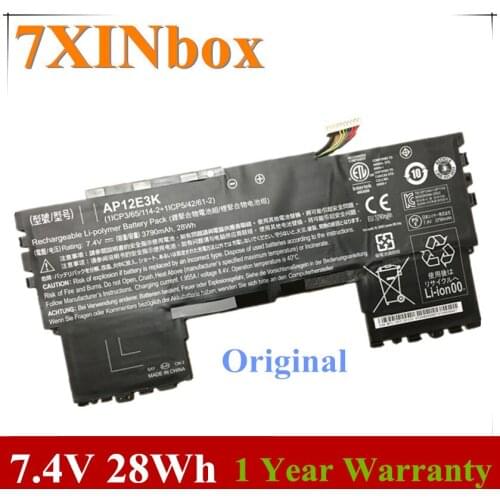 7XINbox 7.4V 28wh Laptop Battery AP12E3K For ACER Aspire S S7 191 Ultrabook 11-inch 1/CP3/65/114-2+1/CP5/42/61-2 11CP5/42/61-2