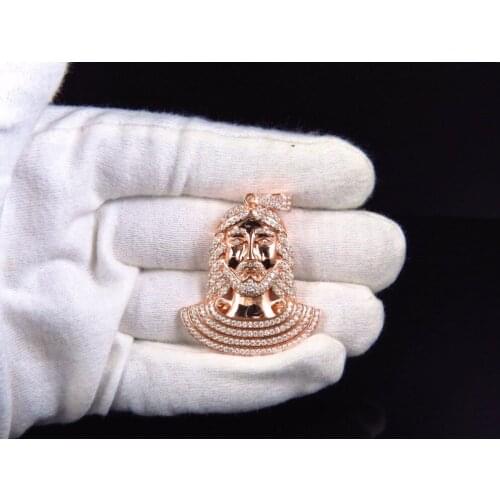 Promotion 2019 rose gold hip hop cz jewelry micro pave cz bling bling jesus necklace free chain