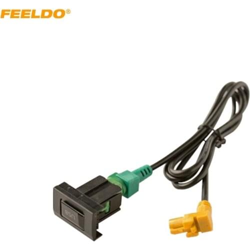 FEELDO Car USB Data Adapter Switch Button Cable wiring Harness For Volkswagen Audi Skoda USB Cable Audio Adapter