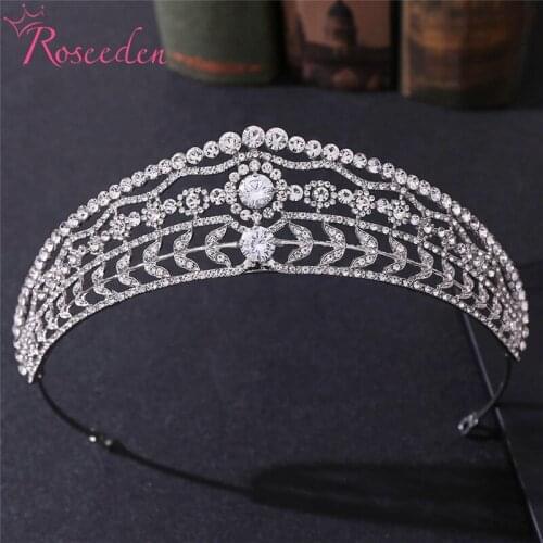 Baroque Rhinestone Heart Bridal Tiaras Crown Luxury Crystal CZ Diadem Wedding Hair Accessories RE4229