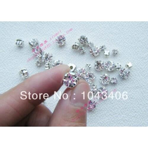 Free shipment,6mm silver claw rhinestones SS28clear sew on rhinestones,888 fancy stone quality,1440pcs/lot
