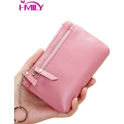 HMILY Genuine Leather Coin Purse Sweet Pattern Female Wallets Five Colour Card Holder Ladies Mini Ladies Clutch Change Bag