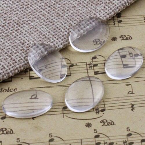 13x18mm Thickness:4mm Oval Flat Back Clear Glass Cabochon Dome Cameo Jewelry Finding 20pcs/lot (K02911)