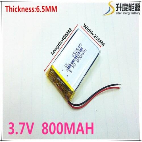 Small capacity rechargeable li-ion batteries 3.7v 800mah 652540 for toys LJ