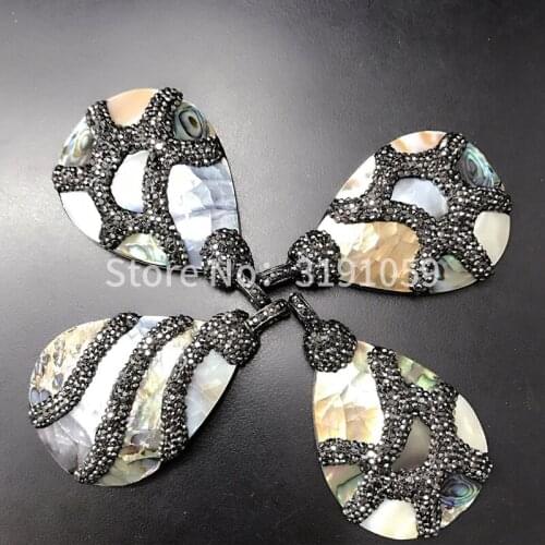 New kiln retro silver color abalone shell drop a pack of 5 about 56 grams of womens favorite DIY jewelry production