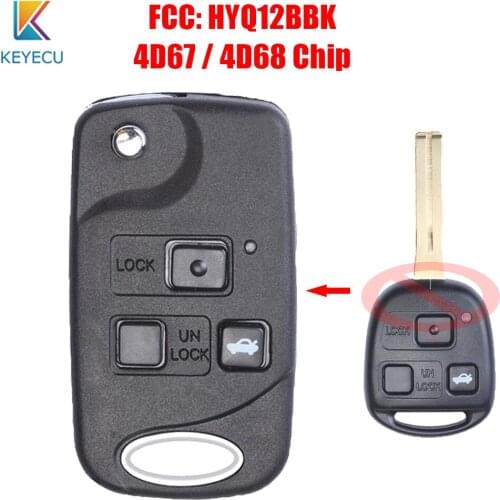 Keyecu Upgraded Folding Flip Remote Key Fob 3 Buttons 4D67 4D68 for Lexus SC430 LS430 2002 2003 2004 2005 2006 2007 HYQ12BBK