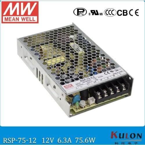 Original MEAN WELL RSP-75-12 12V 6.3A 75.6W Single Output with PFC Function Power Supply RSP-75