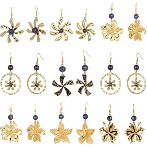 Polynesian Hawaiian Plumeria Dangle Earrings Female Fashion Big Statement Drop Ear Rings Jewelry 2021 Flower Earring for Women