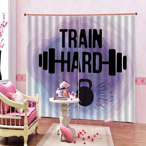 Custom Letter "TRAIN HARD" Speaker Curtain Photo Print For Living room Bedroom Blackout Drapes Decor Sets (Left and Right Side)