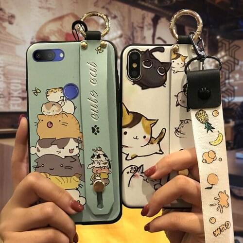 Anti-knock Lanyard Phone Case For Alcatel 1S 2019/OT5024D Soft Kickstand Durable Silicone For Girls
