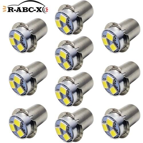RUIANDSION 10Pcs PR2 P13.5S LED Bulb Nonpolar 3V 4.5V 6V 12V 18V Flashlight Replacement 2835SMD Warm White 2Cells 3D 6D Maglite