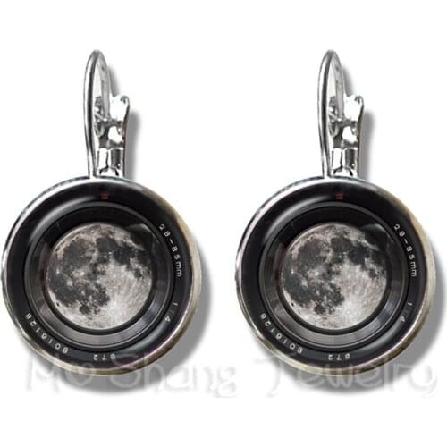 2018 New Trendy Camera Mode Earrings For Photographers Fashion Photography Handmade 16mm Glass Dome Stud Earrings Best Gift