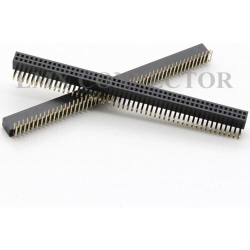 20PCS 1.27mm Female Right Angle Pin Header Connector 2X50P Double Row 90 Degrees Copper Gold Plated