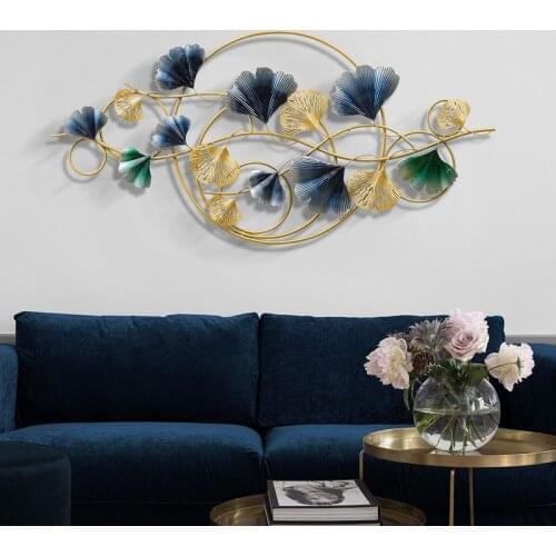 Modern design room wall adornment Wrought iron crafts home decoration accessories for living room metal flowers Wall decoration
