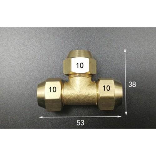 Tee 3 Way Pipe Fitting Brass Flare Tube OD 10mm Adapter Union With Nut Connector