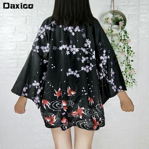 Japanese Kimono Cardigan Goldfish Summer Chiffon Thin Haori Yukata Male Samurai Costume Clothing Woman Sunscreen Clothing