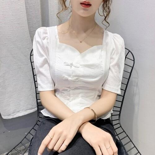 Chinese Style Clothing Women Fashion 2020 Summer Shirts Chiffon Blouses Loose Vintage Cheongsam Tops For Women Retro Shirt 11385
