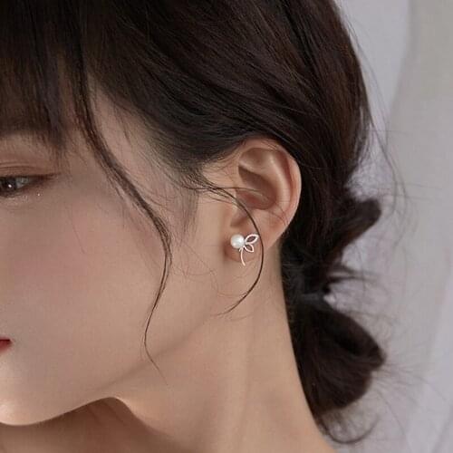 Screw Angel Bling Pearl 925 Sterling Silver Stud Earrings For Women Aesthetic Edgy Butterfly Jewelry Gifts New Trend 2021 Bijoux