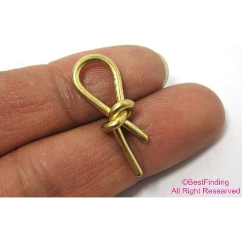 10pcs Brass knot pendant 11x29mm Raw brass wire knotting R185