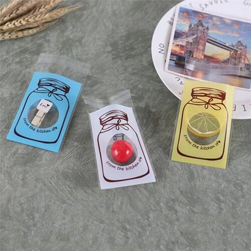 1000PCS Cute Cartoon Bottle Cookie Candy Bag Self-Adhesive Plastic Bag For Wedding Birthday Party Biscuits Baking Gift Packaging