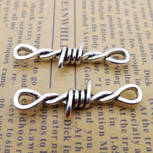 12 PCS/Lot 10mm*34mm Antique Silver Color Thorns Connector Charm Handcraft DIY For Jewelry Making