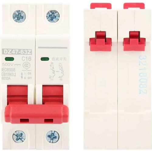 2P DC 500V 16A Mini Circuit Breaker MCB Safety Breaker DZ47 TO 63Z TO 2P Circuit Breaker Electrical Access