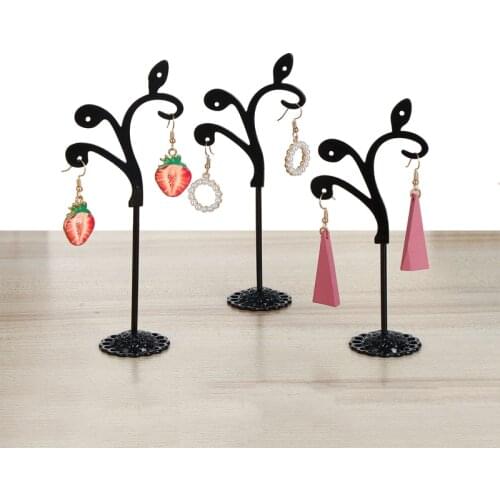 3Pcs/Set Metal Tree Type Earring Holder Display Stand Jewelry Display Ear Stud Showcase T Stand