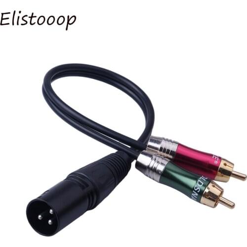 3pin XLR Male to 2 RCA Male Audio Adapter Cable Metal Audio Connector Cable Cord for Microphone DVD TV Stereo Audio Amplifier