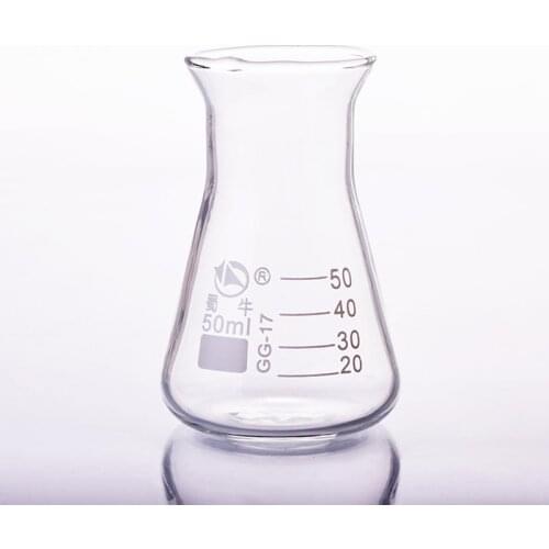 4pcs Conical flask,Wide spout with graduations,Capacity 50ml,Erlenmeyer flask with normal neck