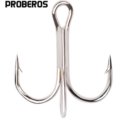 500pc Three Hook White Nickel Color Fishhook 2/4/6/8/10# Fishing Hook High Carbon Steel Treble Hooks