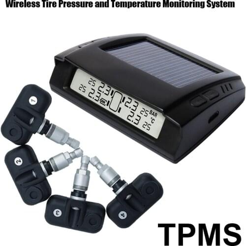 Solar Power Wireless Tire Pressure Monitoring System Car TPMS with 4pcs Internal sensor