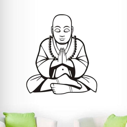 Buddha Wall Decal Praying Meditation Wall Sticker Home Decor Removable Living Room Bedroom Decoration Decals