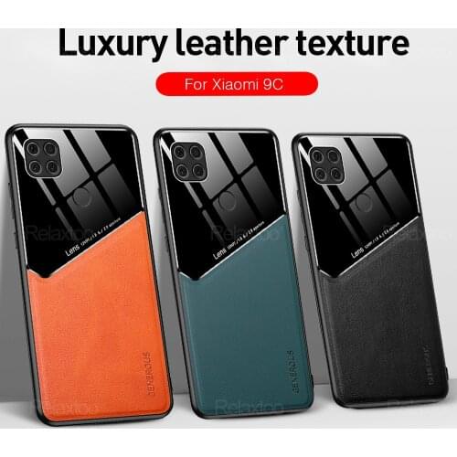Plexiglass Leather Case For Xiaomi Redmi 9C NFC Redmy Redme 9A Note 9 A C Car Magnetic Holder Back Camera Shockproof Phone Cover