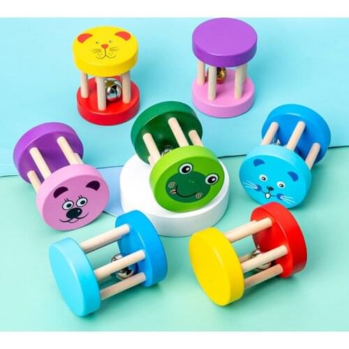 Montessori Wooden Toys for Kids Baby Rattle Toys Educational Infant Rattle Children Early Bell Toy Hand Bell Baby Toy 0-12Months