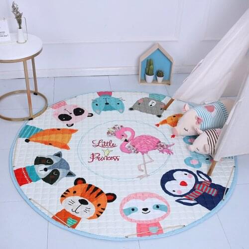 Kids Rugs Floor Mat Fashion Soft Carpet Cartoon Animals Fox Baby Play Mats Child Crawling Blanket Carpet Toys Storage Bag