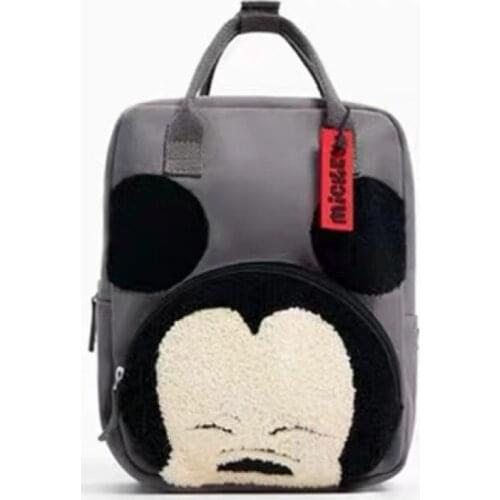Disney Mickey Mouse Children Contrasting Color Backpack Canvas Bag Cartoon Backpack Kindergarten Kid Large-capacity School Bag