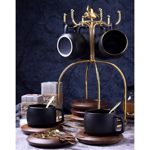European Luxury Matte ceramic coffee cup set coffee cup saucer spoon Cup rack espresso cups English Afternoon Tea Set