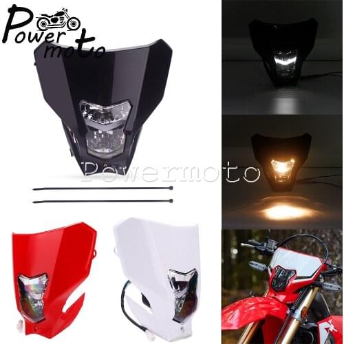 For Honda CRF450L CRF450XR CRF250/230F Yamaha Suzuki Kawasaki Dual Sport Headlamp Motocross E13 Hi/Lo Beam LED/Bulb Headlight