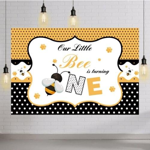 Bee Photography Backdrops Child 1st Birthday Photophone Photocall Decor Honey Baby Newborn Dot Yellow Black Wallpapers