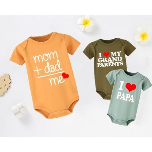 Dad +Mom Cotton Romper I Love My Daddy/auntie/grandparents Newborn Baby Bodysuit Boys Girls Casual Round Neck Jumpsuit